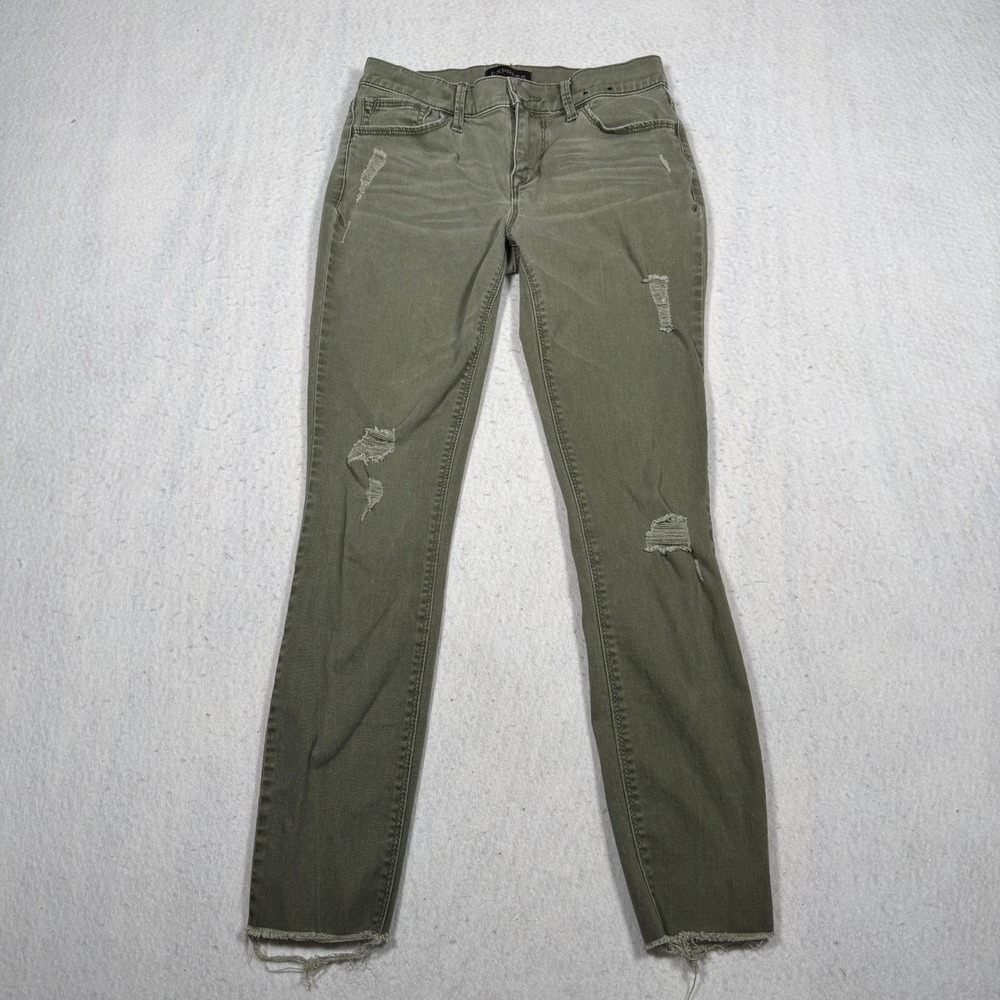Express Ankle Legging Mid Rise Olive Green Distressed Skinny Jeans 0R